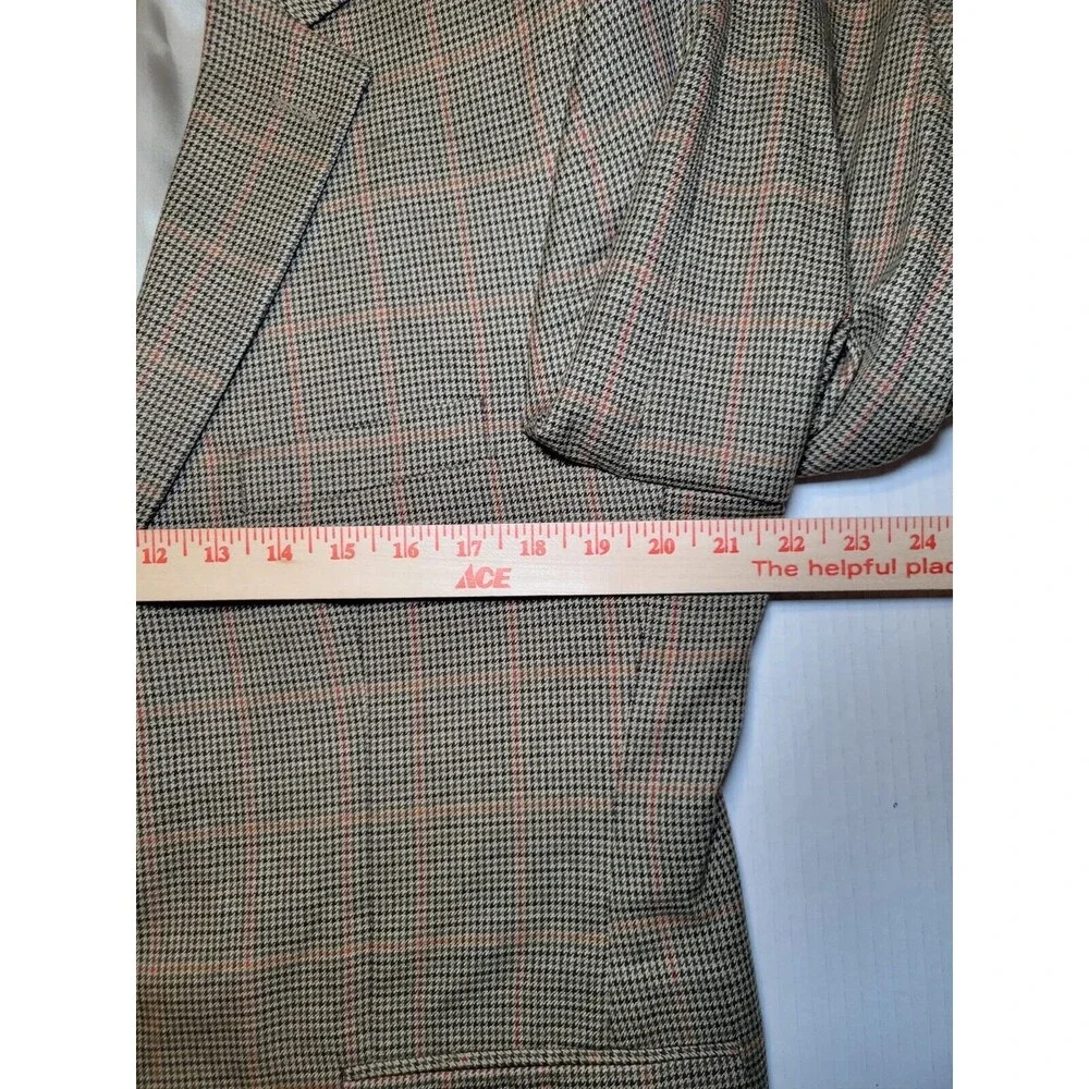 Vintage Club Room Macy's 42S Mens Houndstooth Windowpane‎ 2 Button Blazer Coat